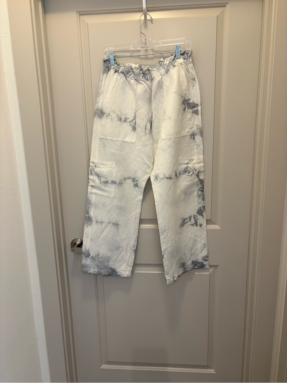 NSF White & Gray Tie-Dye Cargo Pants Linen size m